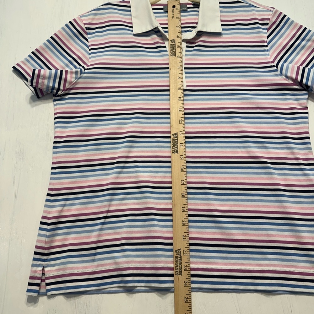 Greg Norman Womens XL Polo Shirt Multicolor Stripe Golf Activewear Cotton Blend - Picture 6 of 10